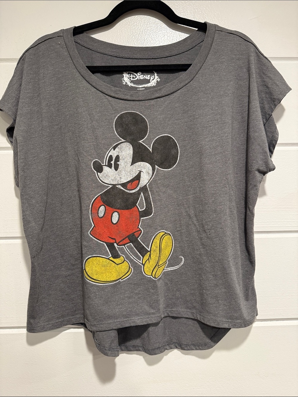 Disney Gray Tee with Red Shorts & Yellow Shoes Mickey Graphic. Size -Large